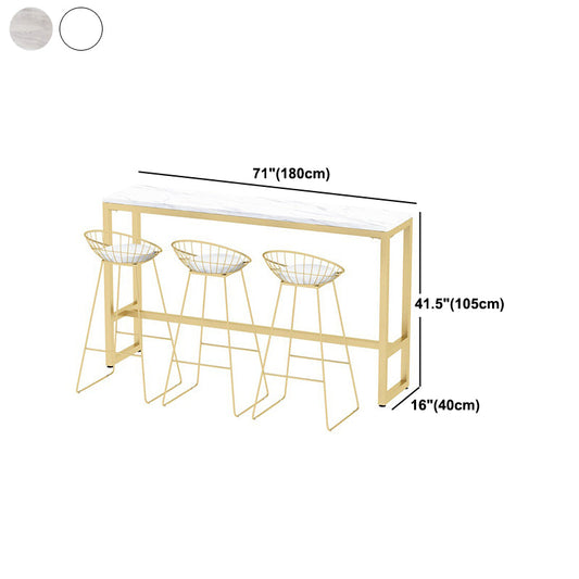 Tavolo da barra rettangolo in stile glam tavolo da pranzo a barre da barino bianco