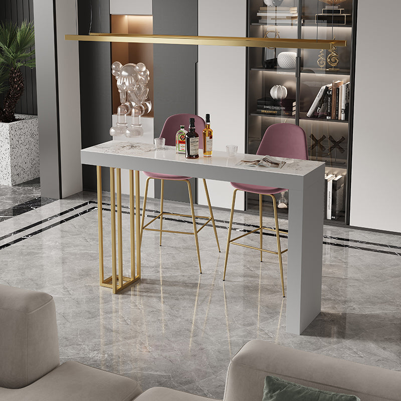 Glam Style Bar Table Rectangle Stone Bar Dining Table for Living Room 47.2"L x 11.8"W x 39.4"H Without Chairs Clearhalo 'Bar Furniture' 'Bar Tables' 'bar_tables' 'furn' 'furn_bar_tables' 'Furniture' 'Kitchen & Dining Furniture' 5940127