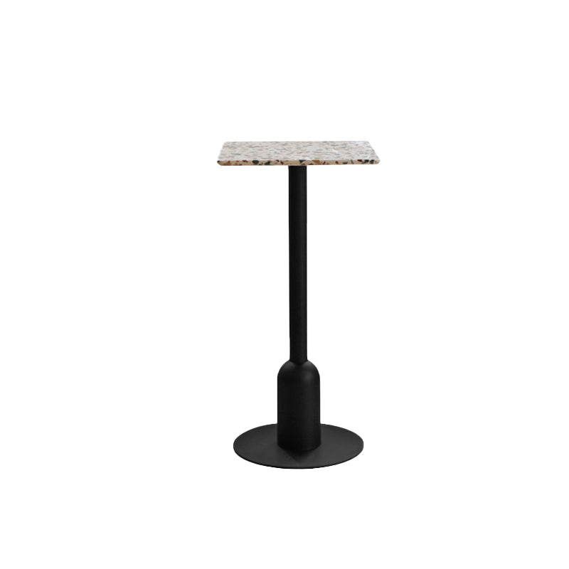Industrial Bar Dining Table Fixed Bistro Bar Height Cocktail Table with Metal Base 19.7"L x 19.7"W x 40.6"H White Black Square Clearhalo 'Bar Furniture' 'Bar Tables' 'bar_tables' 'furn' 'furn_bar_tables' 'Furniture' 'Kitchen & Dining Furniture' 5940183