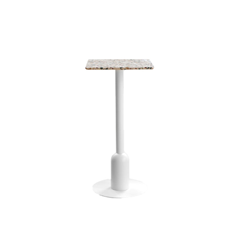 Industrial Bar Dining Table Fixed Bistro Bar Height Cocktail Table with Metal Base 19.7"L x 19.7"W x 40.6"H White-Brown Square Clearhalo 'Bar Furniture' 'Bar Tables' 'bar_tables' 'furn' 'furn_bar_tables' 'Furniture' 'Kitchen & Dining Furniture' 5940188
