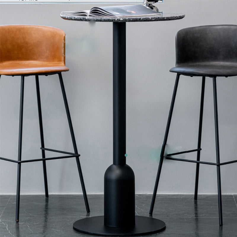 Industrial Bar Dining Table Fixed Bistro Bar Height Cocktail Table with Metal Base 23.5"L x 23.5"W x 40.6"H Matte Black Round Clearhalo 'Bar Furniture' 'Bar Tables' 'bar_tables' 'furn' 'furn_bar_tables' 'Furniture' 'Kitchen & Dining Furniture' 5940189