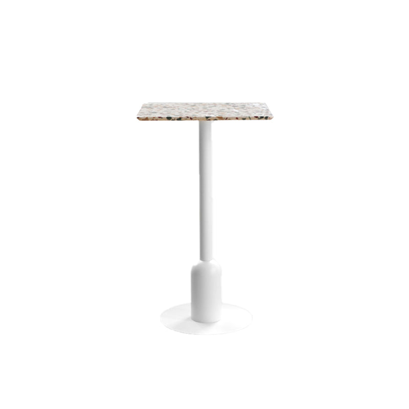 Industrial Bar Dining Table Fixed Bistro Bar Height Cocktail Table with Metal Base 23.5"L x 23.5"W x 40.6"H White-Brown Square Clearhalo 'Bar Furniture' 'Bar Tables' 'bar_tables' 'furn' 'furn_bar_tables' 'Furniture' 'Kitchen & Dining Furniture' 5940191