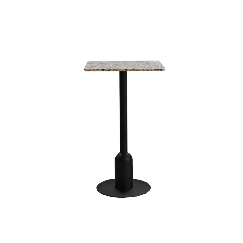 Industrial Bar Dining Table Fixed Bistro Bar Height Cocktail Table with Metal Base 23.5"L x 23.5"W x 40.6"H White Black Square Clearhalo 'Bar Furniture' 'Bar Tables' 'bar_tables' 'furn' 'furn_bar_tables' 'Furniture' 'Kitchen & Dining Furniture' 5940196