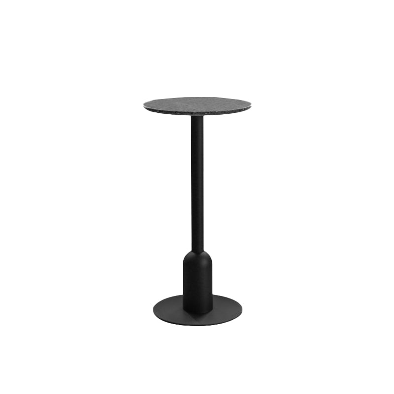 Industrial Bar Dining Table Fixed Bistro Bar Height Cocktail Table with Metal Base 19.7"L x 19.7"W x 40.6"H Matte Black Round Clearhalo 'Bar Furniture' 'Bar Tables' 'bar_tables' 'furn' 'furn_bar_tables' 'Furniture' 'Kitchen & Dining Furniture' 5940200