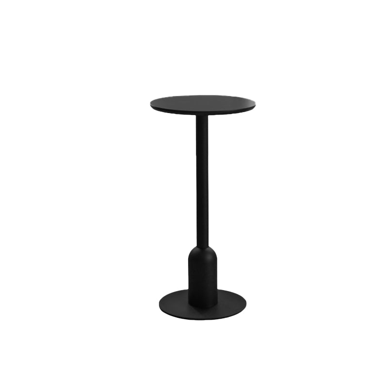 Industrial Bar Dining Table Fixed Bistro Bar Height Cocktail Table with Metal Base 19.7"L x 19.7"W x 40.6"H Black Round Clearhalo 'Bar Furniture' 'Bar Tables' 'bar_tables' 'furn' 'furn_bar_tables' 'Furniture' 'Kitchen & Dining Furniture' 5940201