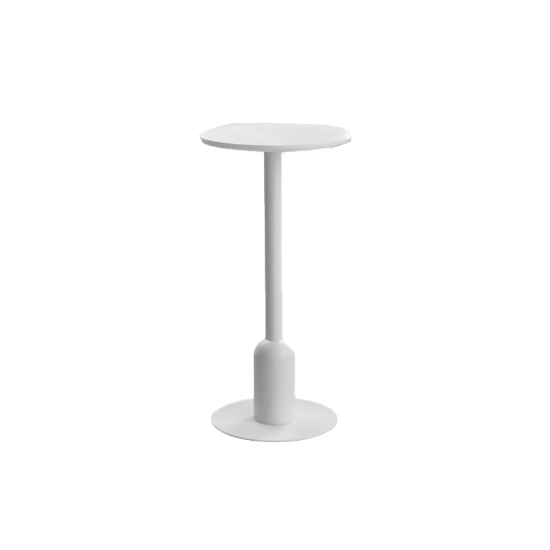 Industrial Bar Dining Table Fixed Bistro Bar Height Cocktail Table with Metal Base 19.7"L x 19.7"W x 40.6"H White Round Clearhalo 'Bar Furniture' 'Bar Tables' 'bar_tables' 'furn' 'furn_bar_tables' 'Furniture' 'Kitchen & Dining Furniture' 5940203