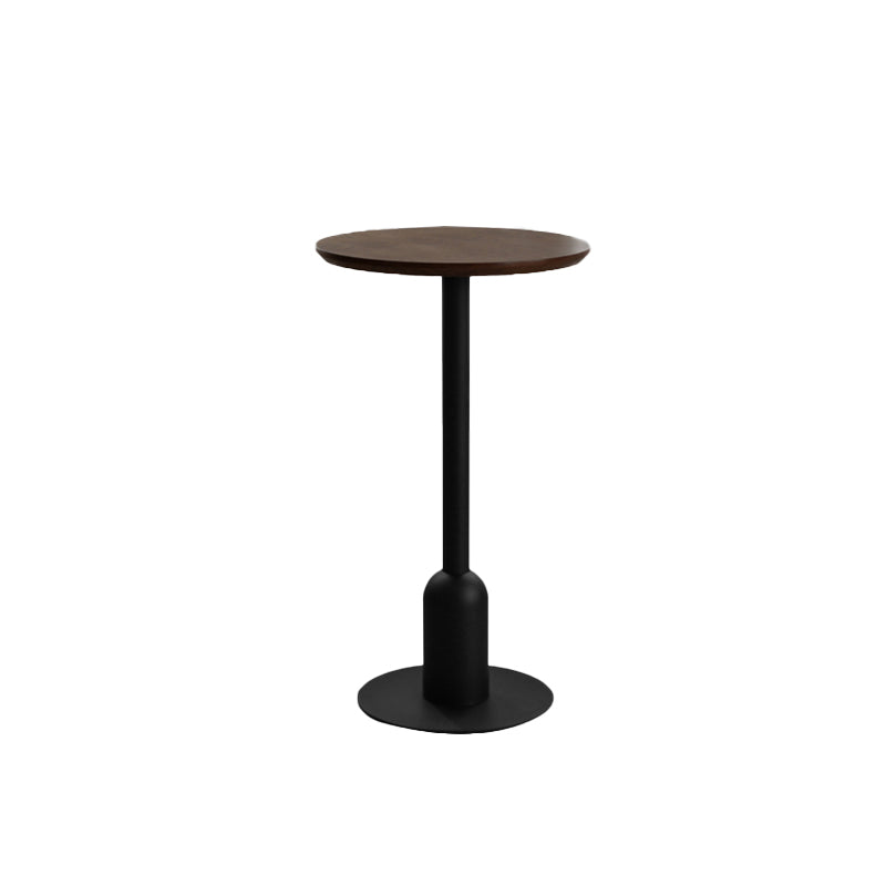 Industrial Bar Dining Table Fixed Bistro Bar Height Cocktail Table with Metal Base 23.5"L x 23.5"W x 40.6"H Brown Round Clearhalo 'Bar Furniture' 'Bar Tables' 'bar_tables' 'furn' 'furn_bar_tables' 'Furniture' 'Kitchen & Dining Furniture' 5940205