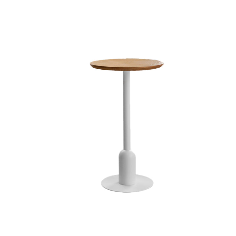 Industrial Bar Dining Table Fixed Bistro Bar Height Cocktail Table with Metal Base 23.5"L x 23.5"W x 40.6"H Natural Round Clearhalo 'Bar Furniture' 'Bar Tables' 'bar_tables' 'furn' 'furn_bar_tables' 'Furniture' 'Kitchen & Dining Furniture' 5940207