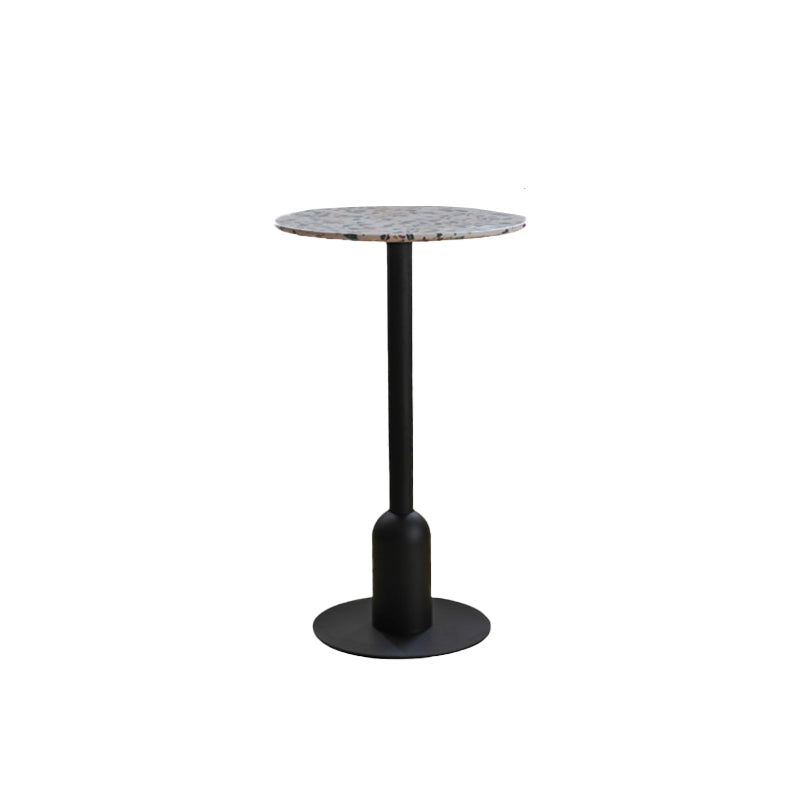 Industrial Bar Dining Table Fixed Bistro Bar Height Cocktail Table with Metal Base 23.5"L x 23.5"W x 40.6"H White Black Round Clearhalo 'Bar Furniture' 'Bar Tables' 'bar_tables' 'furn' 'furn_bar_tables' 'Furniture' 'Kitchen & Dining Furniture' 5940209