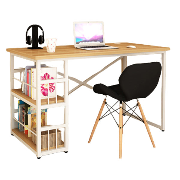 Modern Metal and Wooden Writing Desk Dormitory Office Desk With Bookshelf