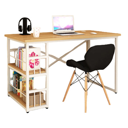 Modern Metal and Wooden Writing Desk Dormitory Office Desk With Bookshelf