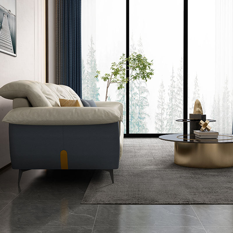 Sewn Pillow Back Sofa Modern Style 34.64" H Faux Leather Sofa Clearhalo 'furn' 'furn_sofas' 'Furniture' 'Living Room Furniture' 'Sofa' 'sofas' 5940726