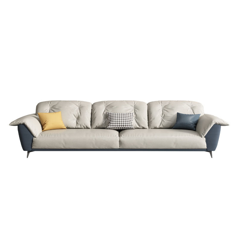 Sewn Pillow Back Sofa Modern Style 34.64" H Faux Leather Sofa Clearhalo 'furn' 'furn_sofas' 'Furniture' 'Living Room Furniture' 'Sofa' 'sofas' 5940727