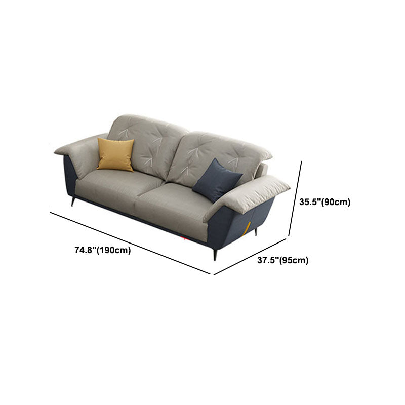 Sewn Pillow Back Sofa Modern Style 34.64" H Faux Leather Sofa Clearhalo 'furn' 'furn_sofas' 'Furniture' 'Living Room Furniture' 'Sofa' 'sofas' 5940735