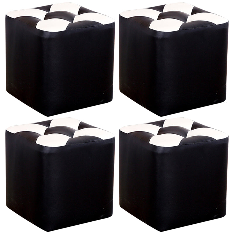 Hedendaagse voetenbank Ottoman Faux Leather Tufted Patchwork Square Ottoman