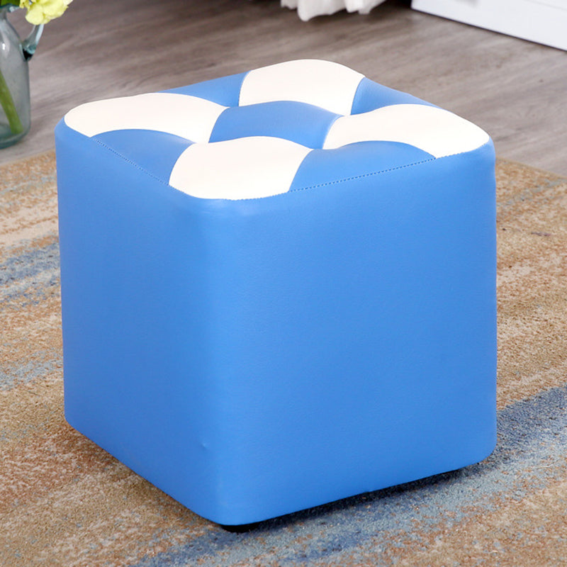 現代のフットスツールオットマンフェイクレザータフトパッチワークスクエアオットマン