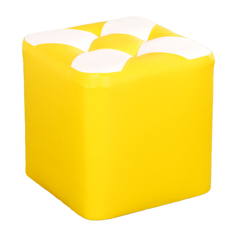 Hedendaagse voetenbank Ottoman Faux Leather Tufted Patchwork Square Ottoman