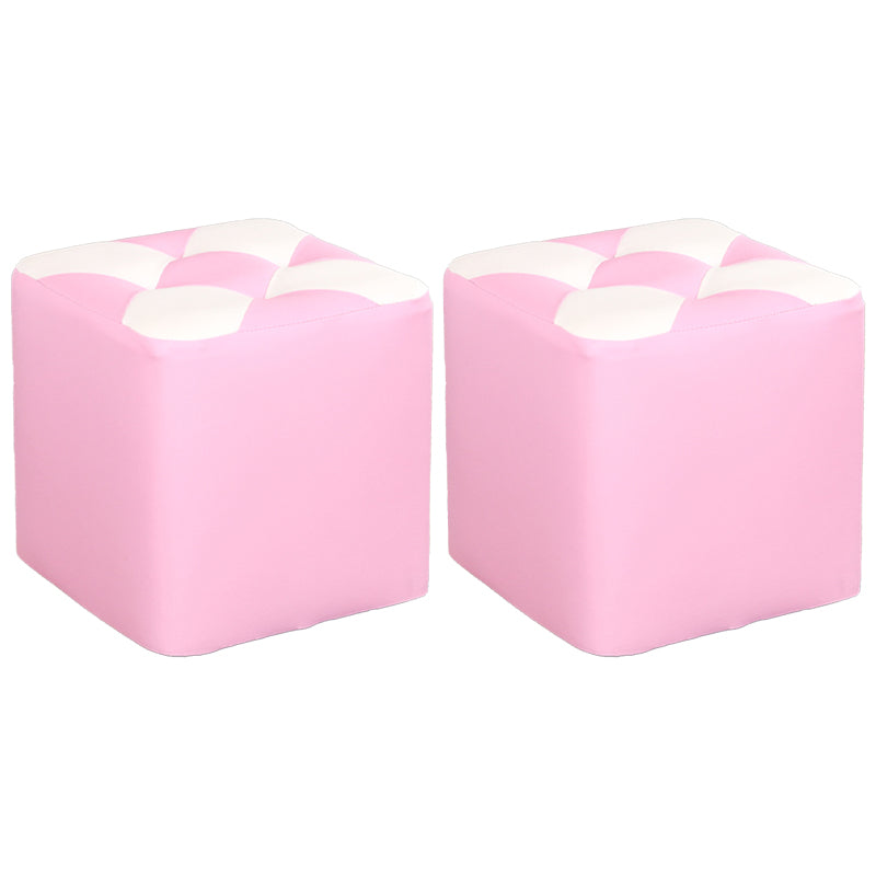 Hedendaagse voetenbank Ottoman Faux Leather Tufted Patchwork Square Ottoman