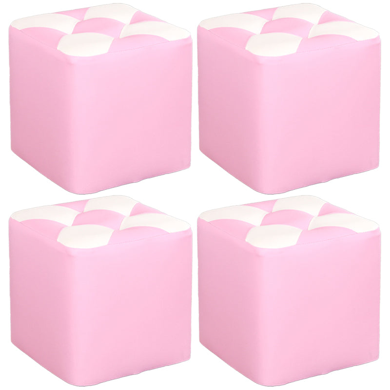 Ottomano con poggiapiedi contemporanei in finta pelle trapuntata