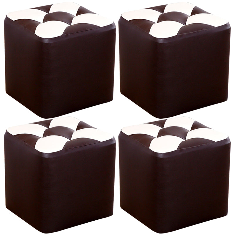 Ottomano con poggiapiedi contemporanei in finta pelle trapuntata