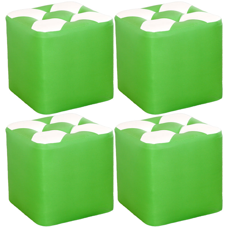 Hedendaagse voetenbank Ottoman Faux Leather Tufted Patchwork Square Ottoman