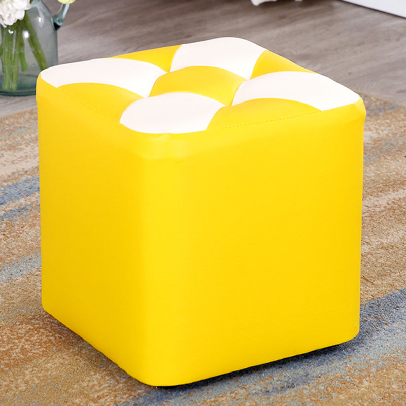 現代のフットスツールオットマンフェイクレザータフトパッチワークスクエアオットマン