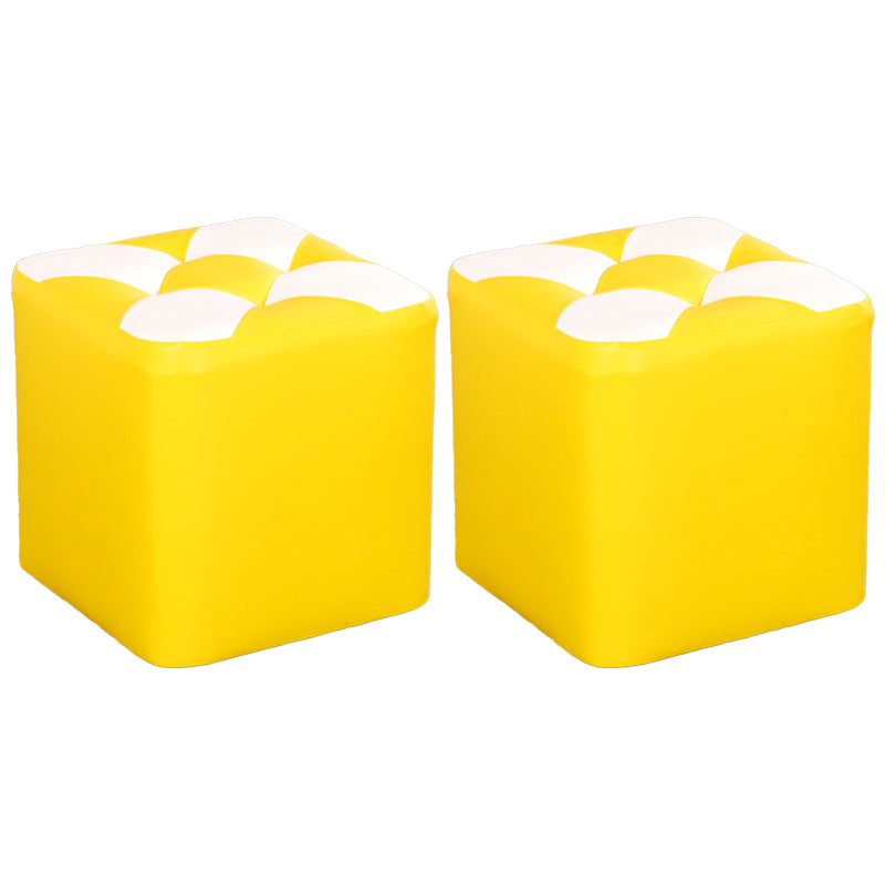 Hedendaagse voetenbank Ottoman Faux Leather Tufted Patchwork Square Ottoman