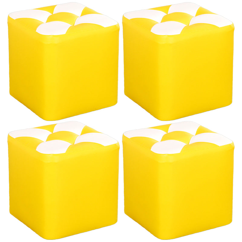 現代のフットスツールオットマンフェイクレザータフトパッチワークスクエアオットマン