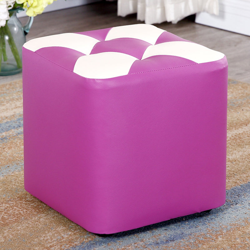 Hedendaagse voetenbank Ottoman Faux Leather Tufted Patchwork Square Ottoman