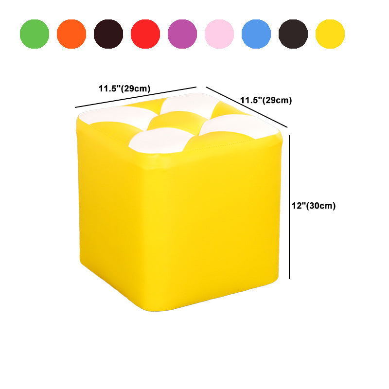 Hedendaagse voetenbank Ottoman Faux Leather Tufted Patchwork Square Ottoman