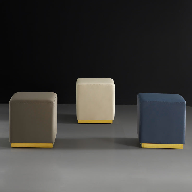 Gorgeous Square Ottoman Pure Color Genuine Leather Water Resistant Footstool Ottoman Clearhalo 'furn' 'furn_ottomans_poufs' 'Furniture' 'Living Room Furniture' 'Ottomans & Poufs' 'ottomans_poufs' 5942936