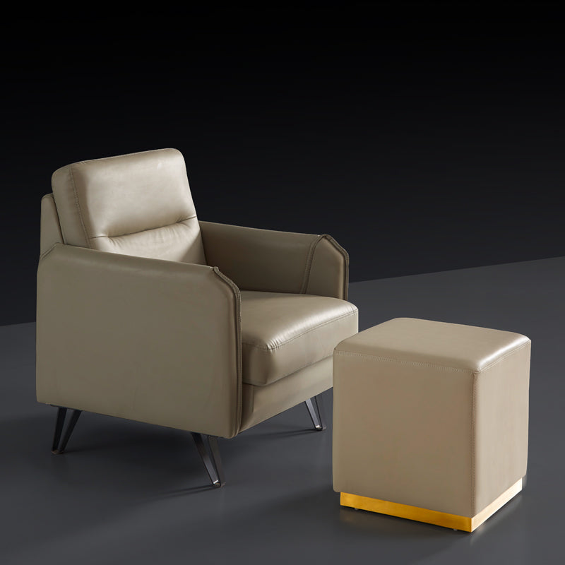 Gorgeous Square Ottoman Pure Color Genuine Leather Water Resistant Footstool Ottoman Clearhalo 'furn' 'furn_ottomans_poufs' 'Furniture' 'Living Room Furniture' 'Ottomans & Poufs' 'ottomans_poufs' 5942938