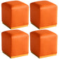 Gorgeous Square Ottoman Pure Color Genuine Leather Water Resistant Footstool Ottoman Orange 4 Piece Set Clearhalo 'furn' 'furn_ottomans_poufs' 'Furniture' 'Living Room Furniture' 'Ottomans & Poufs' 'ottomans_poufs' 5942948