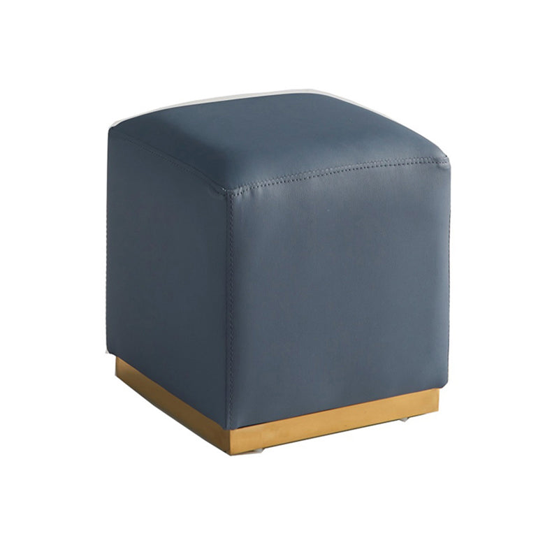 Gorgeous Square Ottoman Pure Color Genuine Leather Water Resistant Footstool Ottoman Blue 1 Piece Clearhalo 'furn' 'furn_ottomans_poufs' 'Furniture' 'Living Room Furniture' 'Ottomans & Poufs' 'ottomans_poufs' 5942951