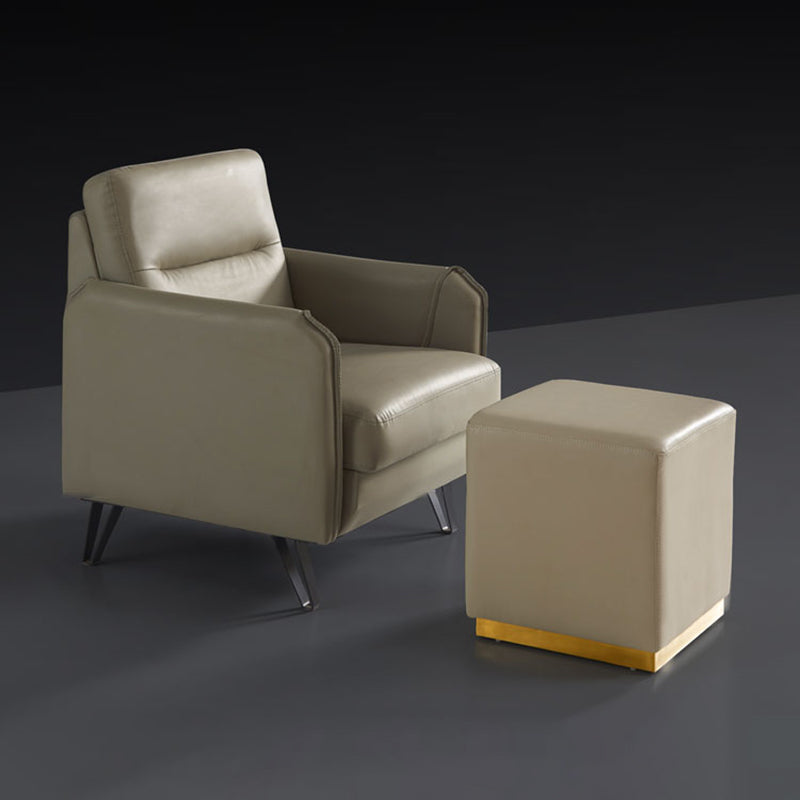 Gorgeous Square Ottoman Pure Color Genuine Leather Water Resistant Footstool Ottoman Clearhalo 'furn' 'furn_ottomans_poufs' 'Furniture' 'Living Room Furniture' 'Ottomans & Poufs' 'ottomans_poufs' 5942953