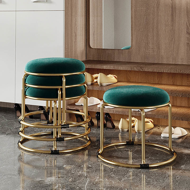 Standard Glam Round Ottoman Velvet Tear Resistant Indoor Pure Color Ottoman Clearhalo 'furn' 'furn_ottomans_poufs' 'Furniture' 'Living Room Furniture' 'Ottomans & Poufs' 'ottomans_poufs' 5943011