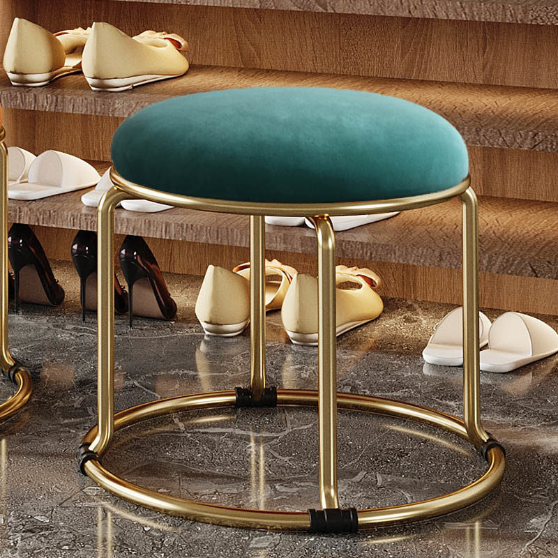 Standard Glam Round Ottoman Velvet Tear Resistant Indoor Pure Color Ottoman Blackish Green 1 Piece Clearhalo 'furn' 'furn_ottomans_poufs' 'Furniture' 'Living Room Furniture' 'Ottomans & Poufs' 'ottomans_poufs' 5943012