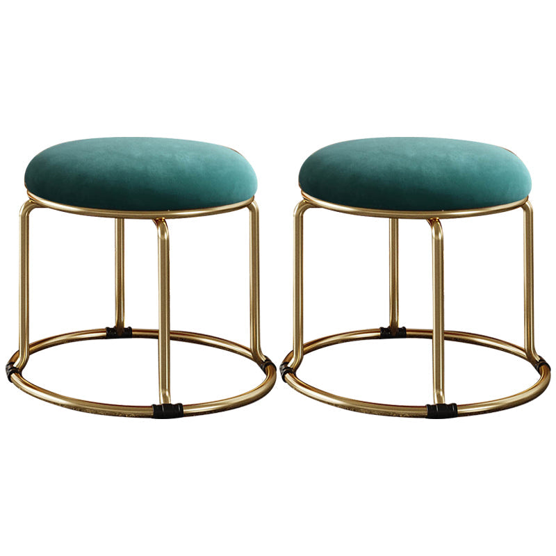 Standard Glam Round Ottoman Velvet Tear Resistant Indoor Pure Color Ottoman Blackish Green 2 Piece Set Clearhalo 'furn' 'furn_ottomans_poufs' 'Furniture' 'Living Room Furniture' 'Ottomans & Poufs' 'ottomans_poufs' 5943013