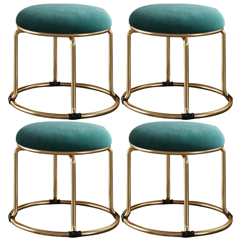 Standard Glam Round Ottoman Velvet Tear Resistant Indoor Pure Color Ottoman Blackish Green 4 Piece Set Clearhalo 'furn' 'furn_ottomans_poufs' 'Furniture' 'Living Room Furniture' 'Ottomans & Poufs' 'ottomans_poufs' 5943015