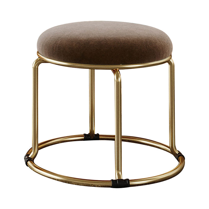 Standard Glam Round Ottoman Velvet Tear Resistant Indoor Pure Color Ottoman Clearhalo 'furn' 'furn_ottomans_poufs' 'Furniture' 'Living Room Furniture' 'Ottomans & Poufs' 'ottomans_poufs' 5943020