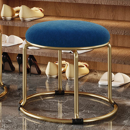 Standard Glam Round Ottoman Velvet Tear Resistant Indoor Pure Color Ottoman Dark Blue 1 Piece Clearhalo 'furn' 'furn_ottomans_poufs' 'Furniture' 'Living Room Furniture' 'Ottomans & Poufs' 'ottomans_poufs' 5943023