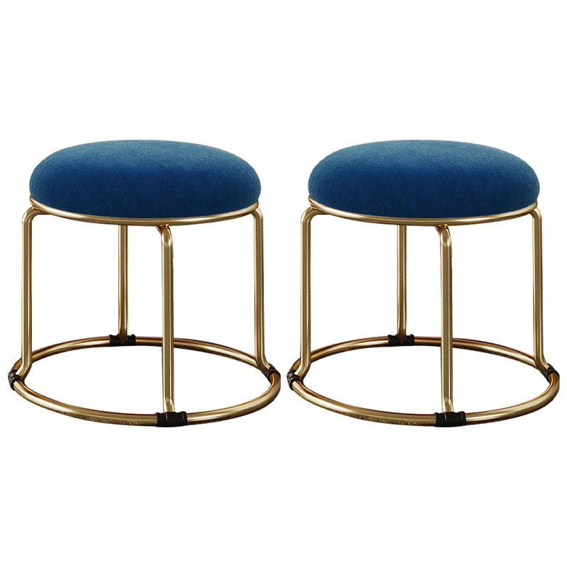 Standard Glam Round Ottoman Velvet Tear Resistant Indoor Pure Color Ottoman Dark Blue 2 Piece Set Clearhalo 'furn' 'furn_ottomans_poufs' 'Furniture' 'Living Room Furniture' 'Ottomans & Poufs' 'ottomans_poufs' 5943025