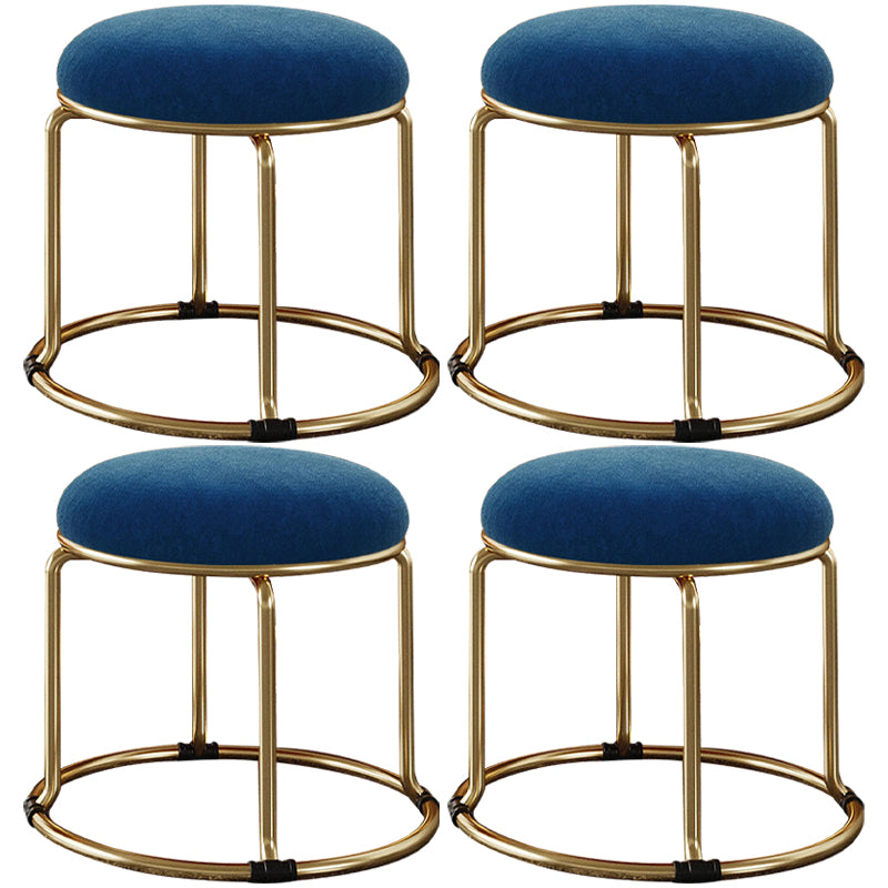 Standard Glam Round Ottoman Velvet Tear Resistant Indoor Pure Color Ottoman Dark Blue 4 Piece Set Clearhalo 'furn' 'furn_ottomans_poufs' 'Furniture' 'Living Room Furniture' 'Ottomans & Poufs' 'ottomans_poufs' 5943027