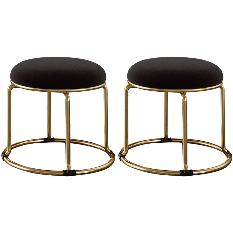 Standard Glam Round Ottoman Velvet Tear Resistant Indoor Pure Color Ottoman Black 2 Piece Set Clearhalo 'furn' 'furn_ottomans_poufs' 'Furniture' 'Living Room Furniture' 'Ottomans & Poufs' 'ottomans_poufs' 5943030