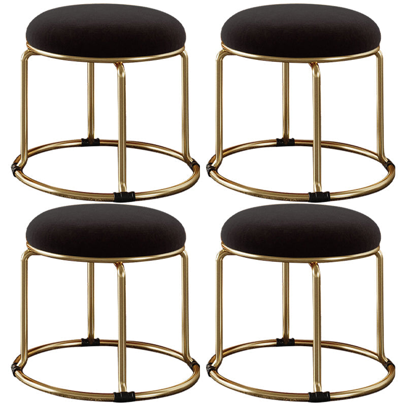 Standard Glam Round Ottoman Velvet Tear Resistant Indoor Pure Color Ottoman Black 4 Piece Set Clearhalo 'furn' 'furn_ottomans_poufs' 'Furniture' 'Living Room Furniture' 'Ottomans & Poufs' 'ottomans_poufs' 5943031