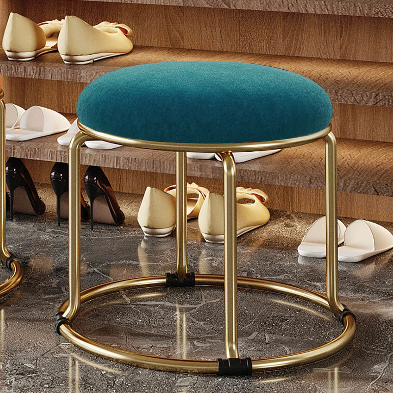 Standard Glam Round Ottoman Velvet Tear Resistant Indoor Pure Color Ottoman Navy 1 Piece Clearhalo 'furn' 'furn_ottomans_poufs' 'Furniture' 'Living Room Furniture' 'Ottomans & Poufs' 'ottomans_poufs' 5943032