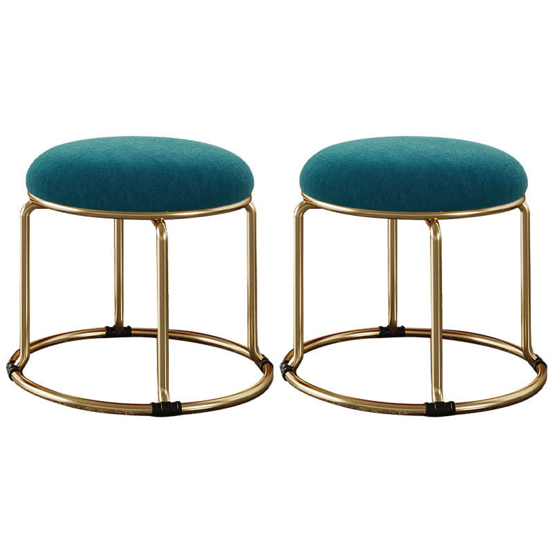 Standard Glam Round Ottoman Velvet Tear Resistant Indoor Pure Color Ottoman Navy 2 Piece Set Clearhalo 'furn' 'furn_ottomans_poufs' 'Furniture' 'Living Room Furniture' 'Ottomans & Poufs' 'ottomans_poufs' 5943033