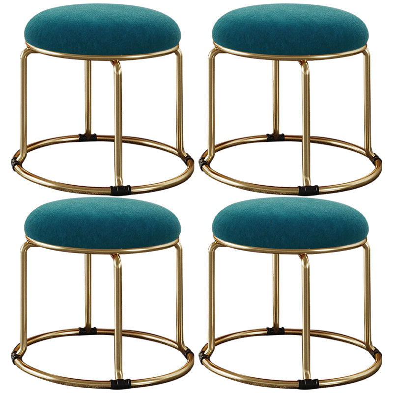 Standard Glam Round Ottoman Velvet Tear Resistant Indoor Pure Color Ottoman Navy 4 Piece Set Clearhalo 'furn' 'furn_ottomans_poufs' 'Furniture' 'Living Room Furniture' 'Ottomans & Poufs' 'ottomans_poufs' 5943034