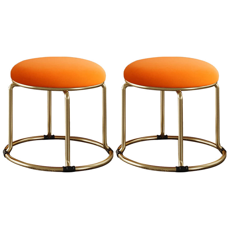 Standard Glam Round Ottoman Velvet Tear Resistant Indoor Pure Color Ottoman Orange 2 Piece Set Clearhalo 'furn' 'furn_ottomans_poufs' 'Furniture' 'Living Room Furniture' 'Ottomans & Poufs' 'ottomans_poufs' 5943036