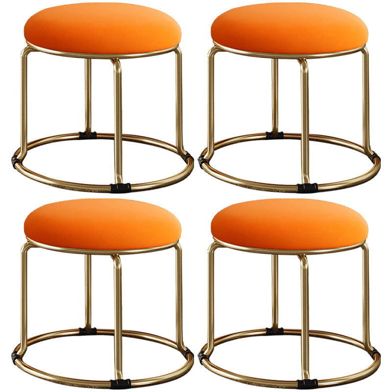 Standard Glam Round Ottoman Velvet Tear Resistant Indoor Pure Color Ottoman Orange 4 Piece Set Clearhalo 'furn' 'furn_ottomans_poufs' 'Furniture' 'Living Room Furniture' 'Ottomans & Poufs' 'ottomans_poufs' 5943037